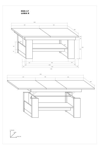 Maximus emelhető és kihúzható dohányzóasztal - Artisan tölgy - Fényes fehér