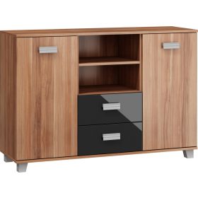 Solo komód 2 ajtó 2 fiók - Wallis szilva - Fényes fekete