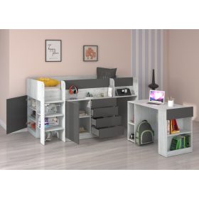 Smile galériaágy balos - Fehér tölgy - Szürke