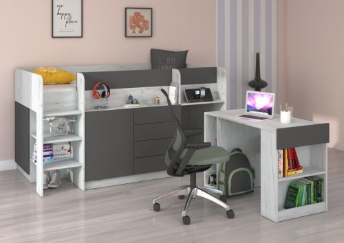 Smile galériaágy balos - Fehér tölgy - Szürke