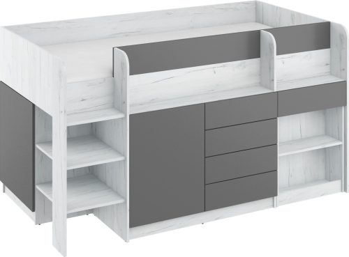 Smile galériaágy balos - Fehér tölgy - Szürke