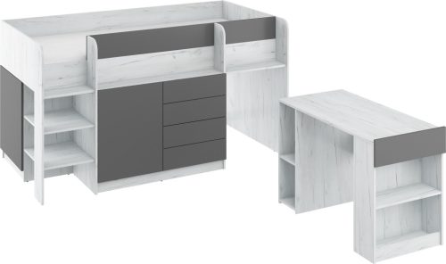 Smile galériaágy balos - Fehér tölgy - Szürke