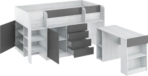 Smile galériaágy balos - Fehér tölgy - Szürke