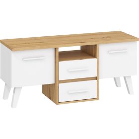 Nordis TV-állvány 3 ajtó - Artisan tölgy - Fehér