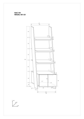 Rack 60 1D könyvespolc 2 ajtó - Endgrain tölgy - Beton szürke