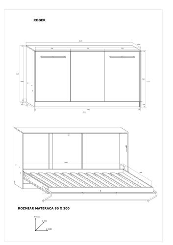Roger szekrényágy - Világos Sonoma tölgy - Lila