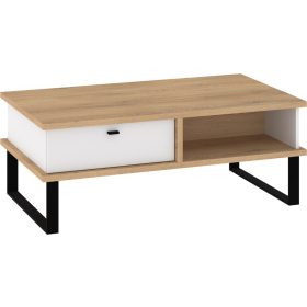   Cross dohányzóasztal 2 fiók téglalap alakú - Cremona tölgy - Fehér