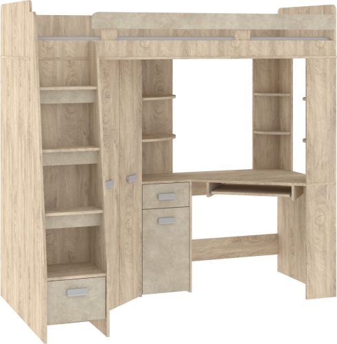 Antresola galériaágy balos - Endgrain tölgy - Granada mandula