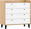 Dolce komód 4 fiók - Artisan tölgy - Fényes fehér