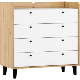 Dolce komód 4 fiók - Artisan tölgy - Fényes fehér