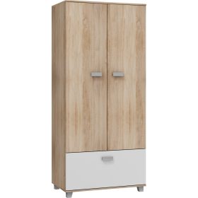   Solo gardróbszekrény 3 ajtó - Világos Sonoma tölgy - Fényes fehér
