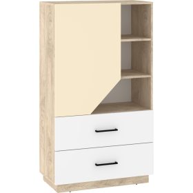   Pax 80 alacsony könyvespolc 1 ajtó 2 fiók - Endgrain tölgy - Fehér - Krém