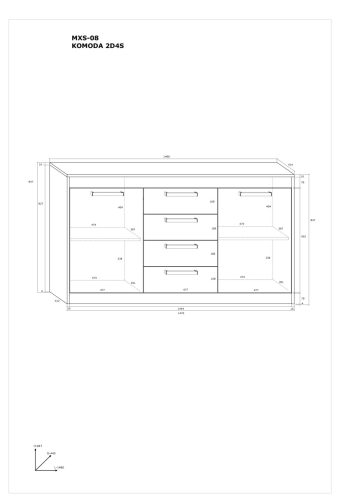 Maximus komód 2 ajtó 4 fiók - Endgrain tölgy - Granada mandula