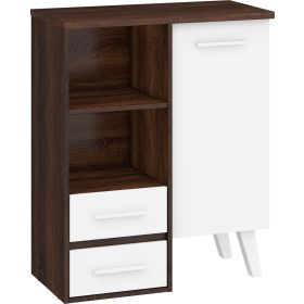   Nordis könyvespolc 1 ajtó 2 fiók - Sötét Sonoma tölgy - Fehér