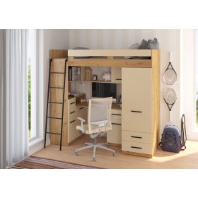 Smyk galériaágy balos - Artisan tölgy - Krém