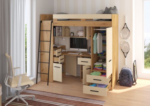 Smyk galériaágy balos - Artisan tölgy - Krém