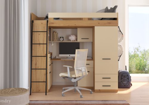 Smyk galériaágy balos - Artisan tölgy - Krém