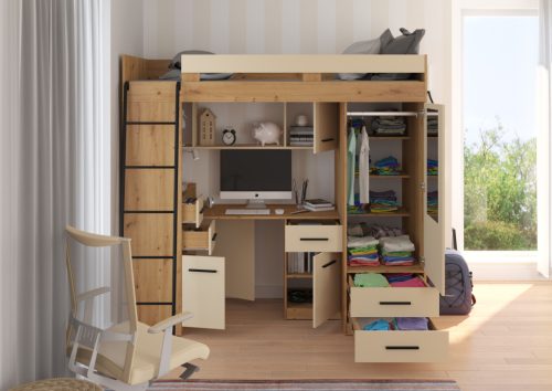 Smyk galériaágy balos - Artisan tölgy - Krém