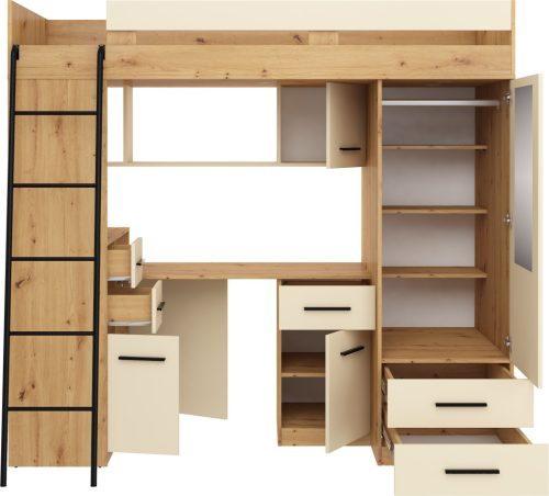 Smyk galériaágy balos - Artisan tölgy - Krém