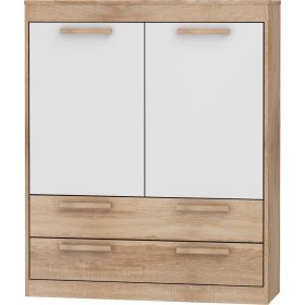   Maximus komód 2 ajtó 2 fiók - Világos Sonoma tölgy - Fényes fehér