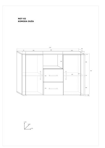 Notti komód 2 ajtó 2 fiók - Világos Sonoma tölgy - Világos Sonoma tölgy - Sötét Sonoma tölgy