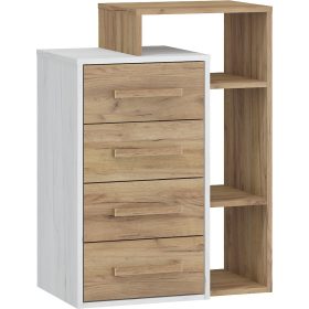 Rio komód 4 fiók jobbos - Fehér tölgy - Arany tölgy