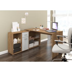  Beat L íróasztal kombináció balos - Arany tölgy - Fehér tölgy