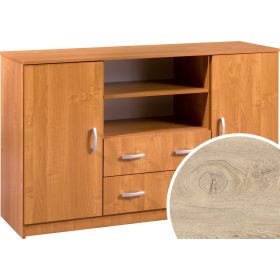   Komód 2 ajtó 2 fiók nyitott polc K-1442S2DW6 - Endgrain tölgy