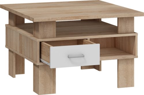 Gamma dohányzóasztal - Világos Sonoma tölgy - Fehér