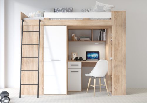 Verana galériaágy balos - Világos Sonoma tölgy - Fehér