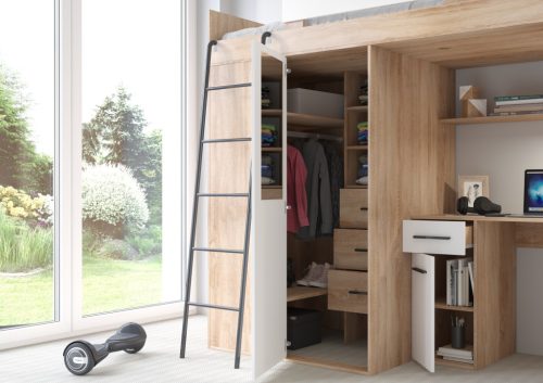 Verana galériaágy balos - Világos Sonoma tölgy - Fehér