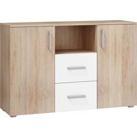   Stella komód 2 ajtó 2 fiók - Világos Sonoma tölgy - Fényes fehér