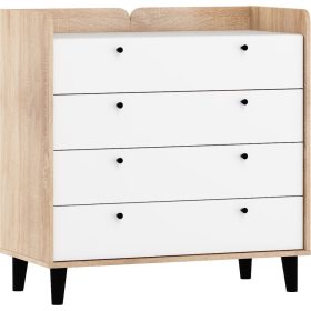   Dolce komód 4 fiók - Világos Sonoma tölgy - Fényes fehér