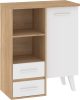 Nordis könyvespolc 1 ajtó 2 fiók - Cremona tölgy - Fehér