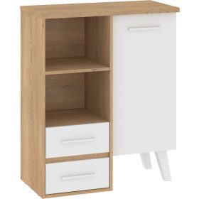   Nordis könyvespolc 1 ajtó 2 fiók - Cremona tölgy - Fehér