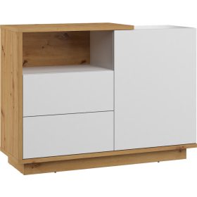   Hybrid komód 1 ajtó 2 fiók - Artisan tölgy - Fényes fehér