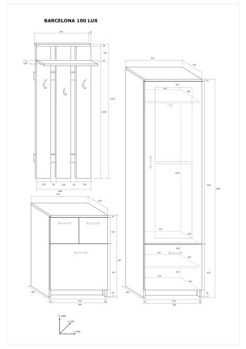 Barcelona 100 LUX előszoba szekrény tükör nélkül - Wallis szilva