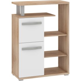   Angel magas könyvespolc 2 ajtó - Világos Sonoma tölgy - Fényes fehér