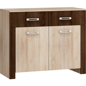   Hugo komód 2 ajtó 2 fiók - Világos Sonoma tölgy - Sötét Sonoma tölgy
