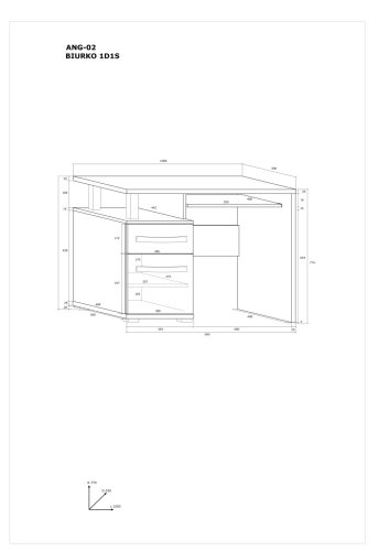 Angel íróasztal 1 ajtó 1 fiók - Világos Sonoma tölgy - Fényes fehér