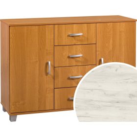 Komód 2 ajtó 4 fiók KN-1244S2D - Fehér tölgy
