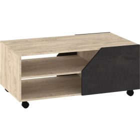   Pax 110 dohányzóasztal - Endgrain tölgy - Fehér - Beton fekete