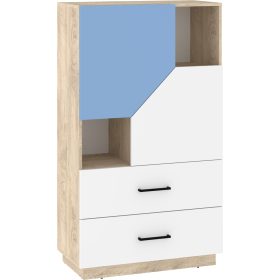   Pax 80 alacsony könyvespolc 2 ajtó 2 fiók - Endgrain tölgy - Fehér - Világos kék