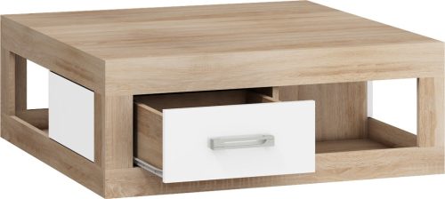 Verin dohányzóasztal - Világos Sonoma tölgy - Fényes fehér