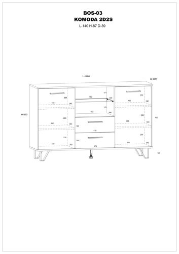 Boss komód 2 ajtó 2 fiók - Arany tölgy - Granada barna