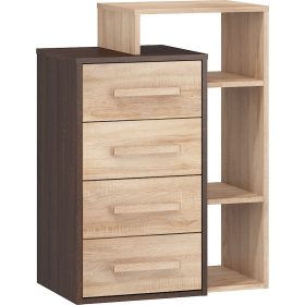   Rio komód 4 fiók jobbos - Sötét Sonoma tölgy - Világos Sonoma tölgy