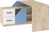 Pax 120L sarok íróasztal kombináció balos - Endgrain tölgy - Fehér - Világos kék