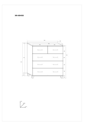 Komód 5 fiók KN-8045S - Fehér tölgy