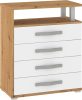 Angel komód 4 fiók - Artisan tölgy - Fehér