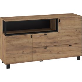 Vegas komód 3 ajtó 1 fiók - Arany tölgy - Fekete